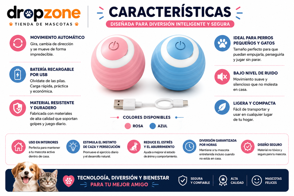 🐶🐱 Pelota Interactiva Inteligente para Mascotas